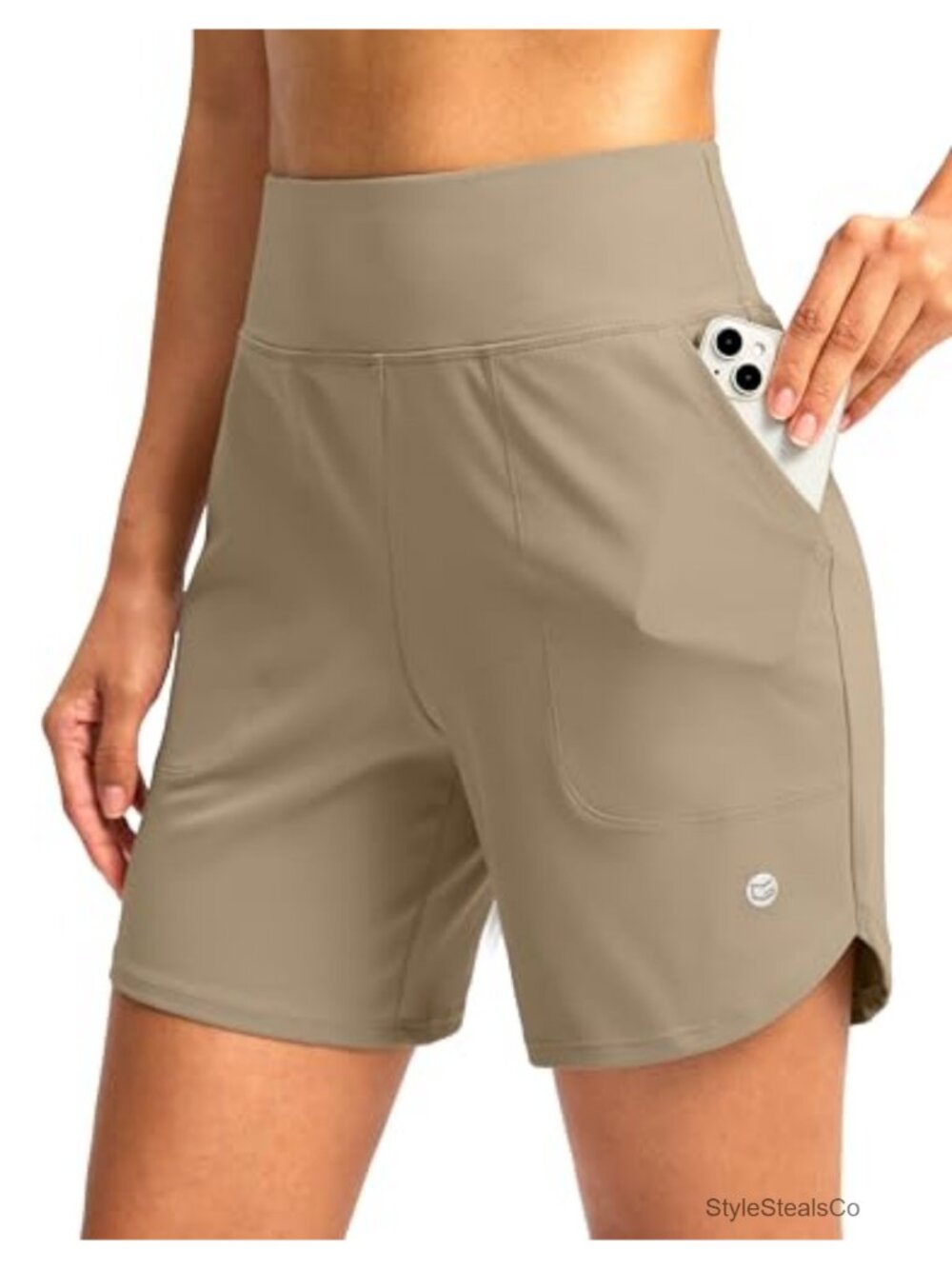 High Waisted Athletic Shorts 6" Inseam Breathable Moisture Wicking Women's